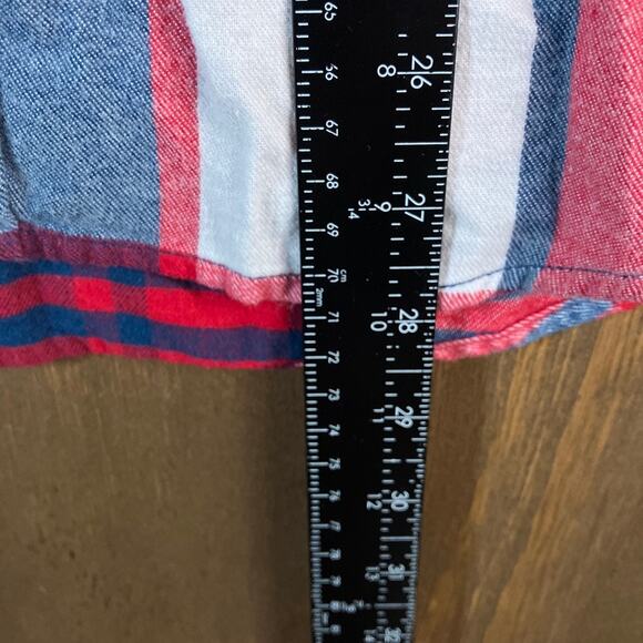 Express Mens Shirt Red White Blue Plaid Button Down Flannel 100% Cotton M - Picture 9 of 12